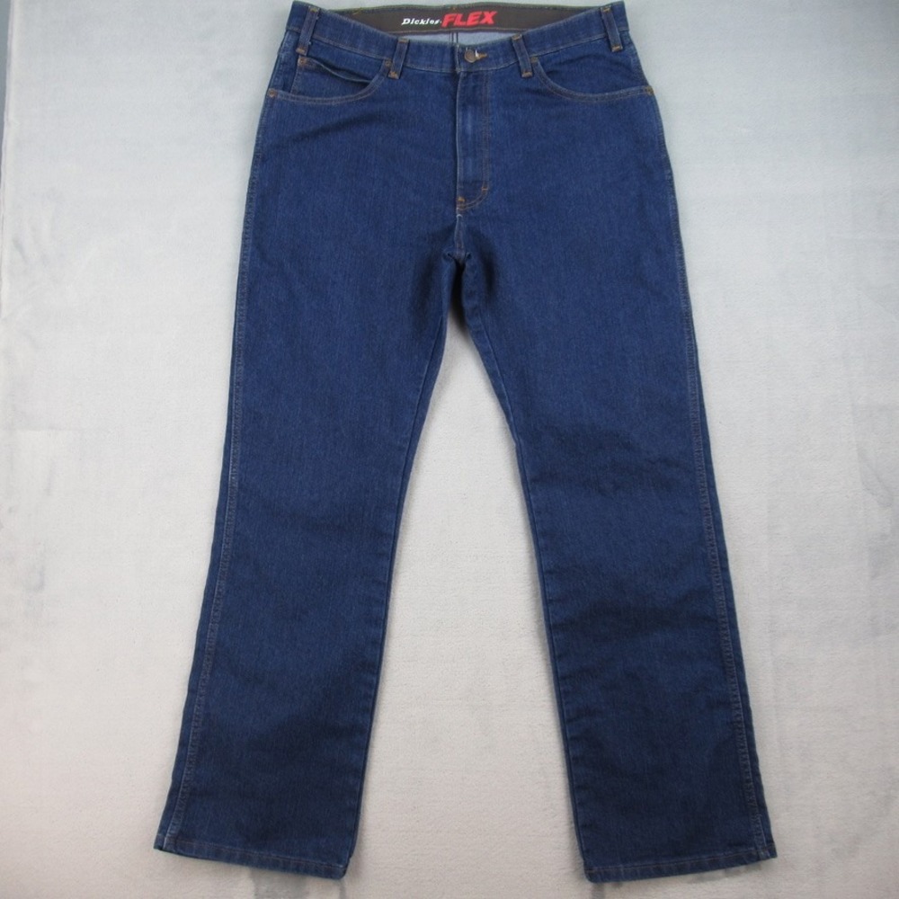 Dickies Flex Mens Regular Fit Straight Leg Jeans Dark Blue DD800RNB 34x32